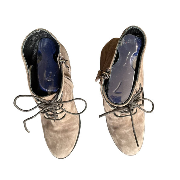 Davos Gomma Womens Suede Lace-Up Heeled Ankle Bootie Side Zip Size 6US Tan - Picture 3 of 9